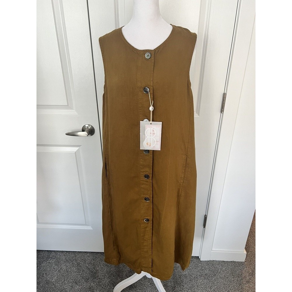 Bill Blass MIDI Button Front Dress Linen NWT Size Medium M